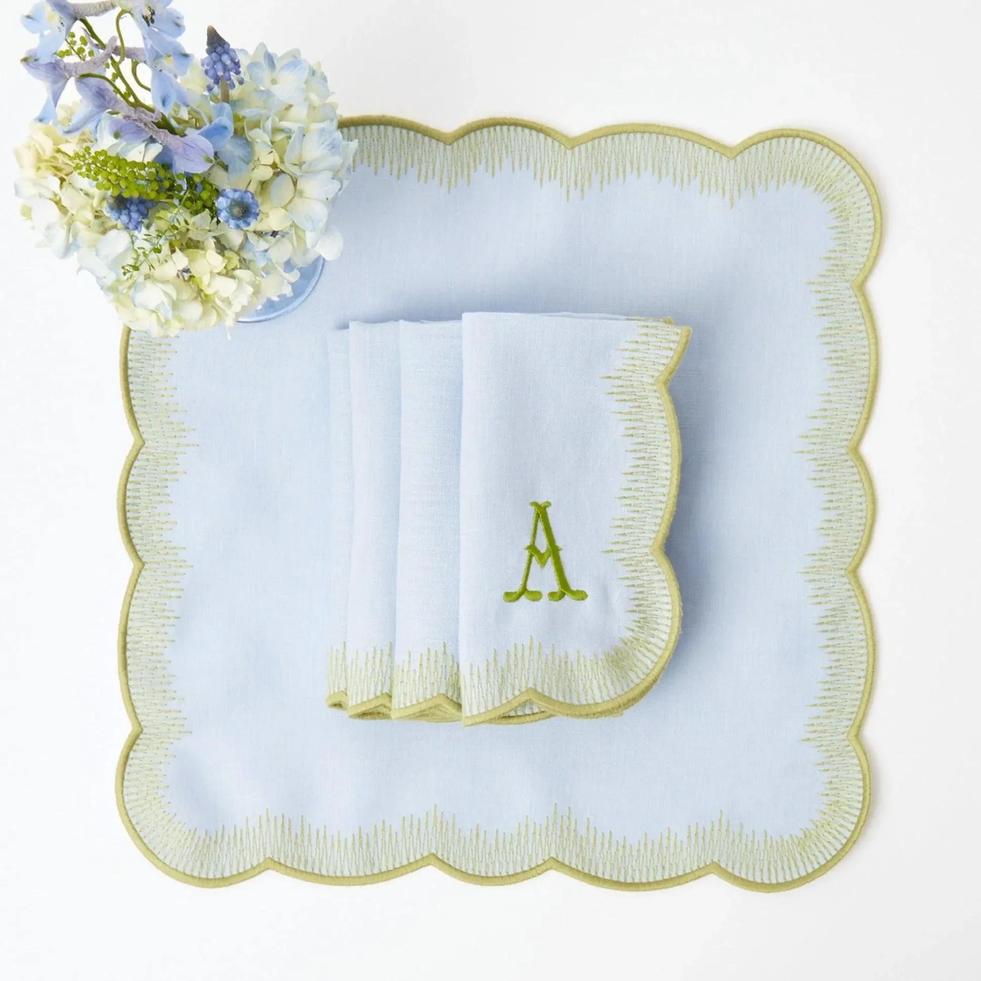 Alathea Blue & Green Linen Napkins (Set Of 4)