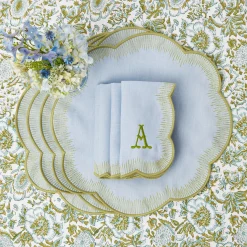 Alathea Blue & Green Linen Napkins (Set Of 4)