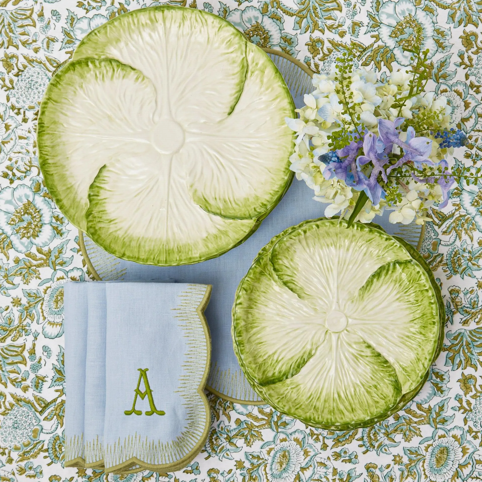 Alathea Blue & Green Linen Napkins (Set Of 4)