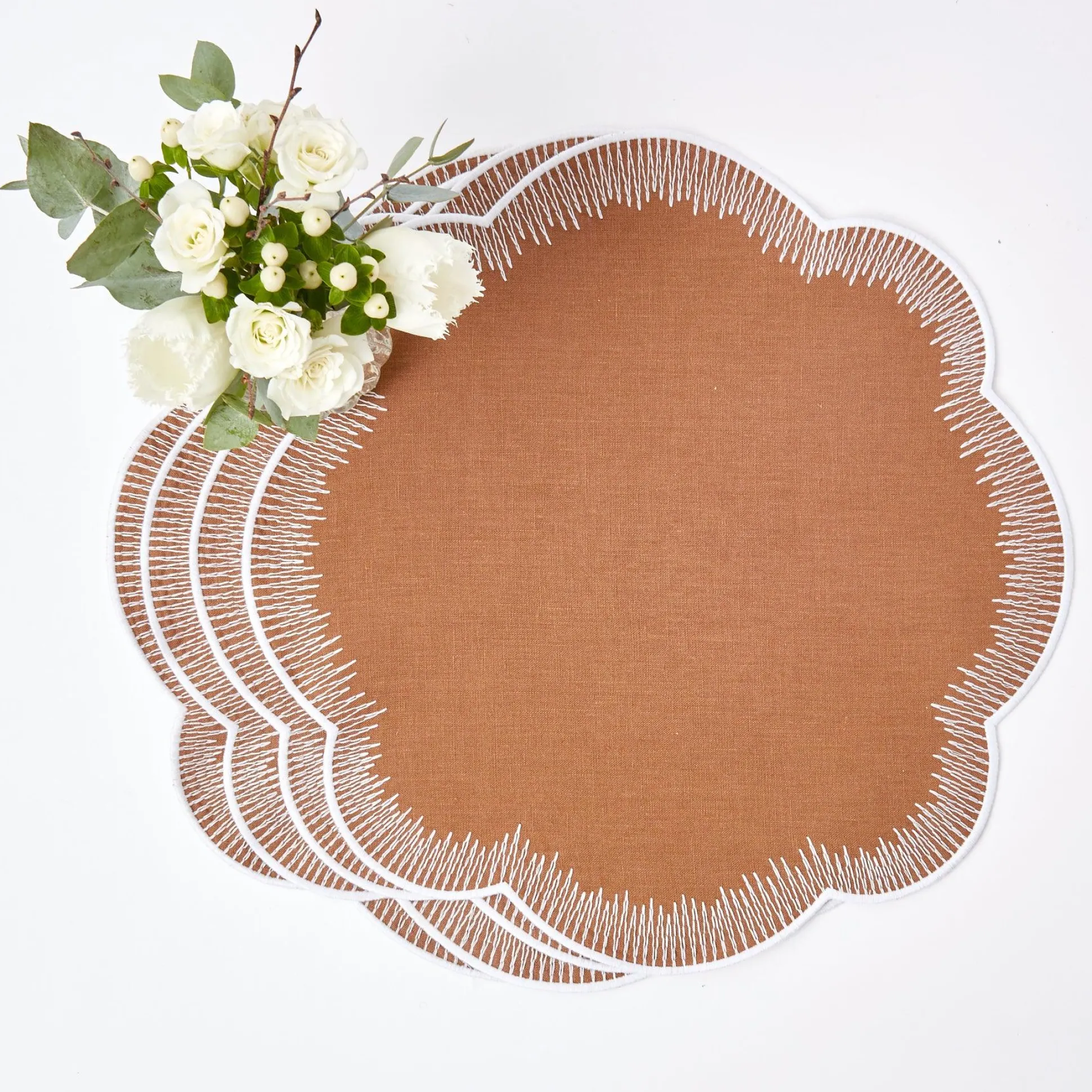Alathea Caramel Linen Placemats & Napkins (Set Of 4)