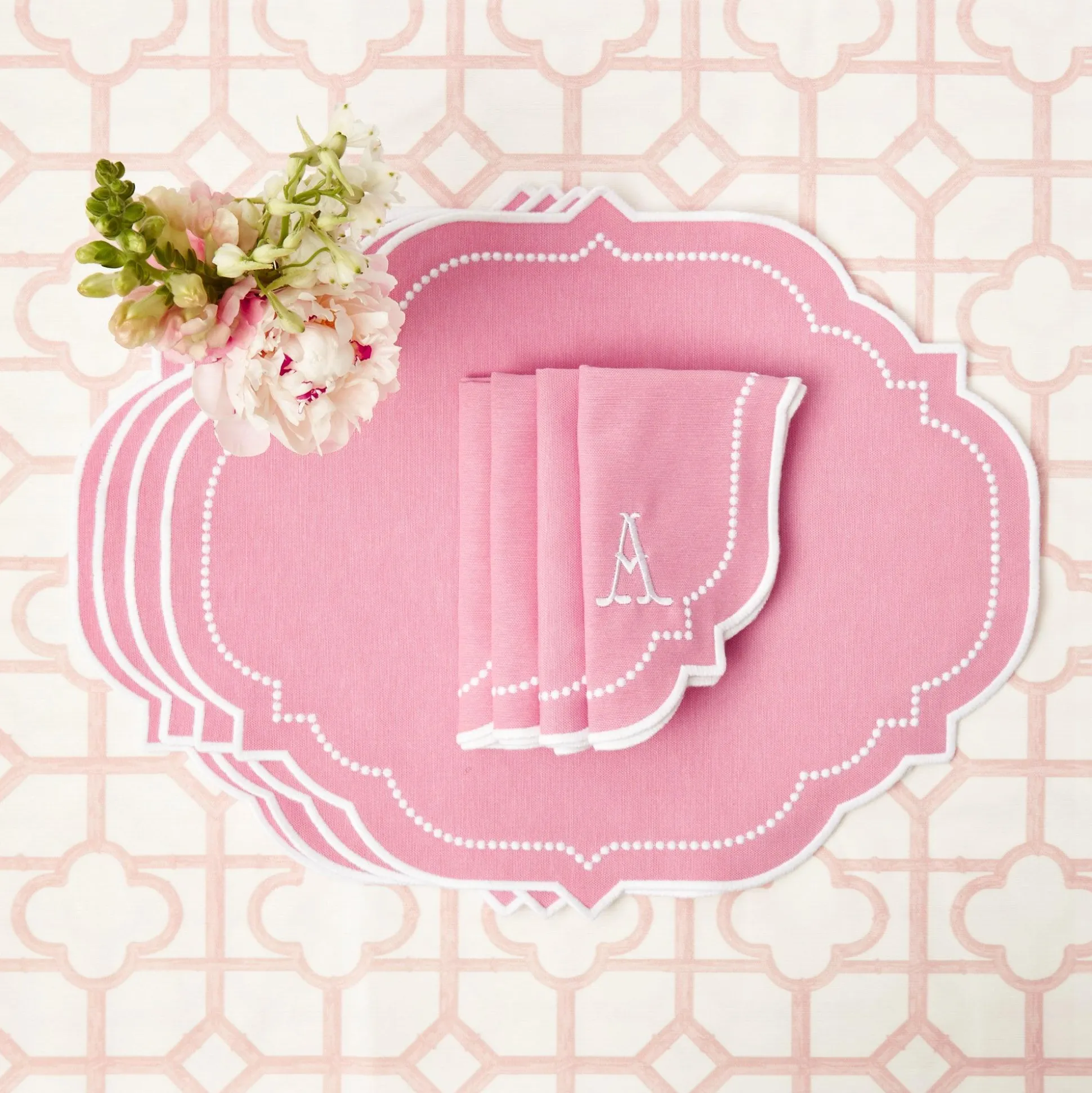 Amelie Pink Placemats & Napkins (Set Of 4)