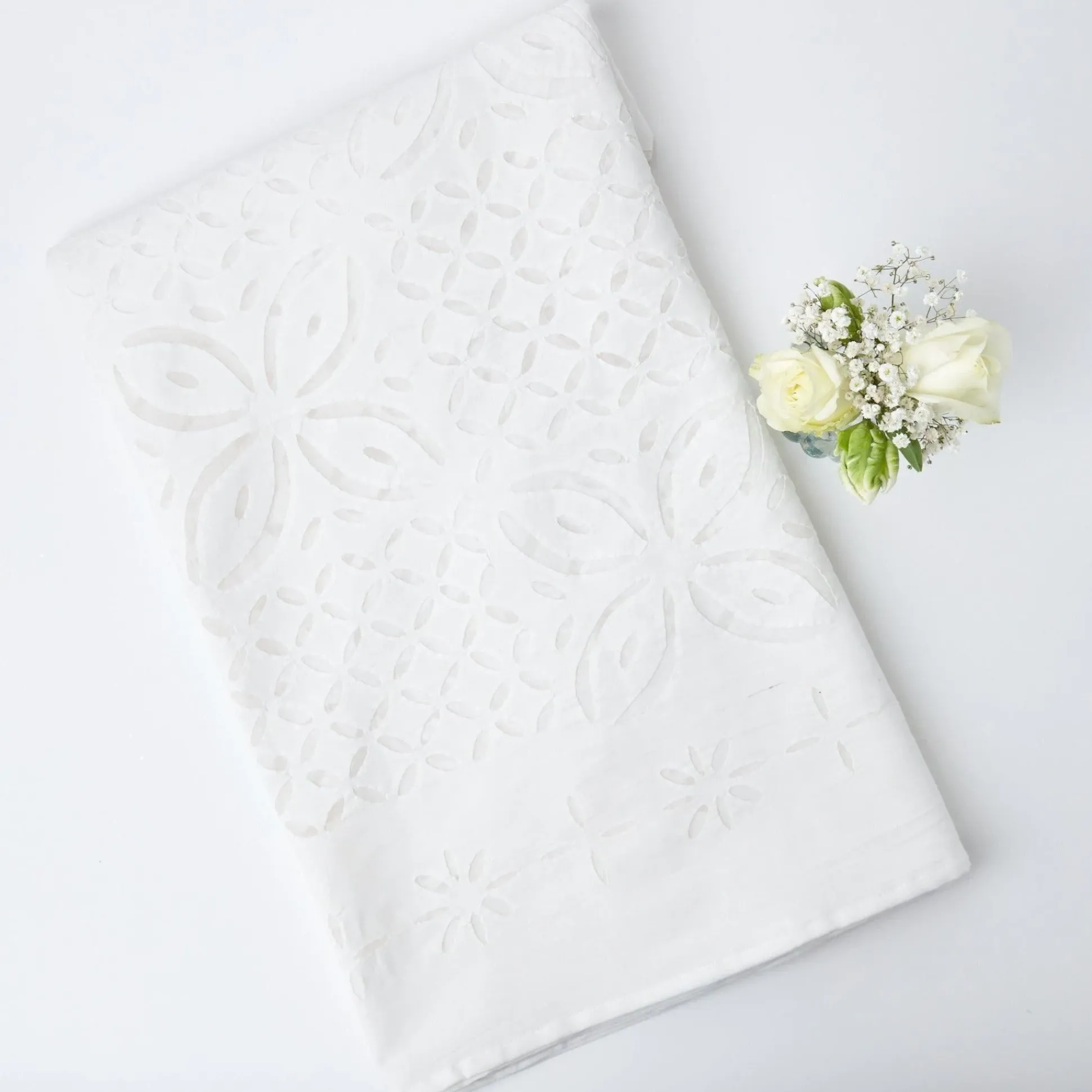 Applique White Tablecloth