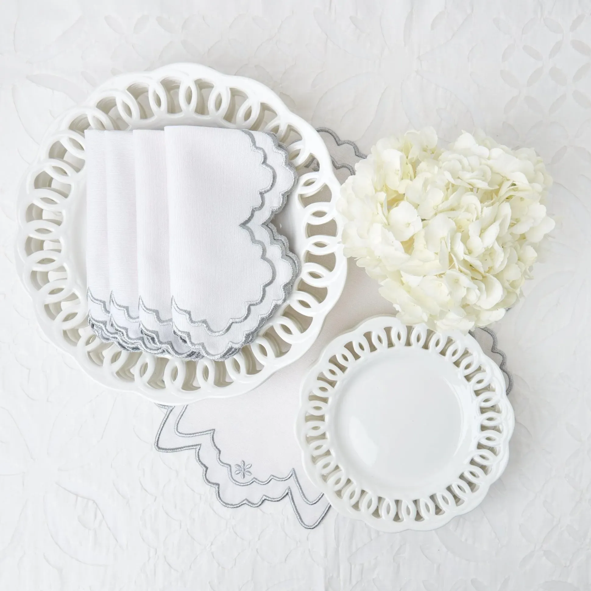 Applique White Tablecloth