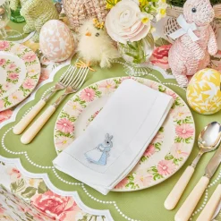 Assorted White Linen Rabbit Napkins (Set Of 4)