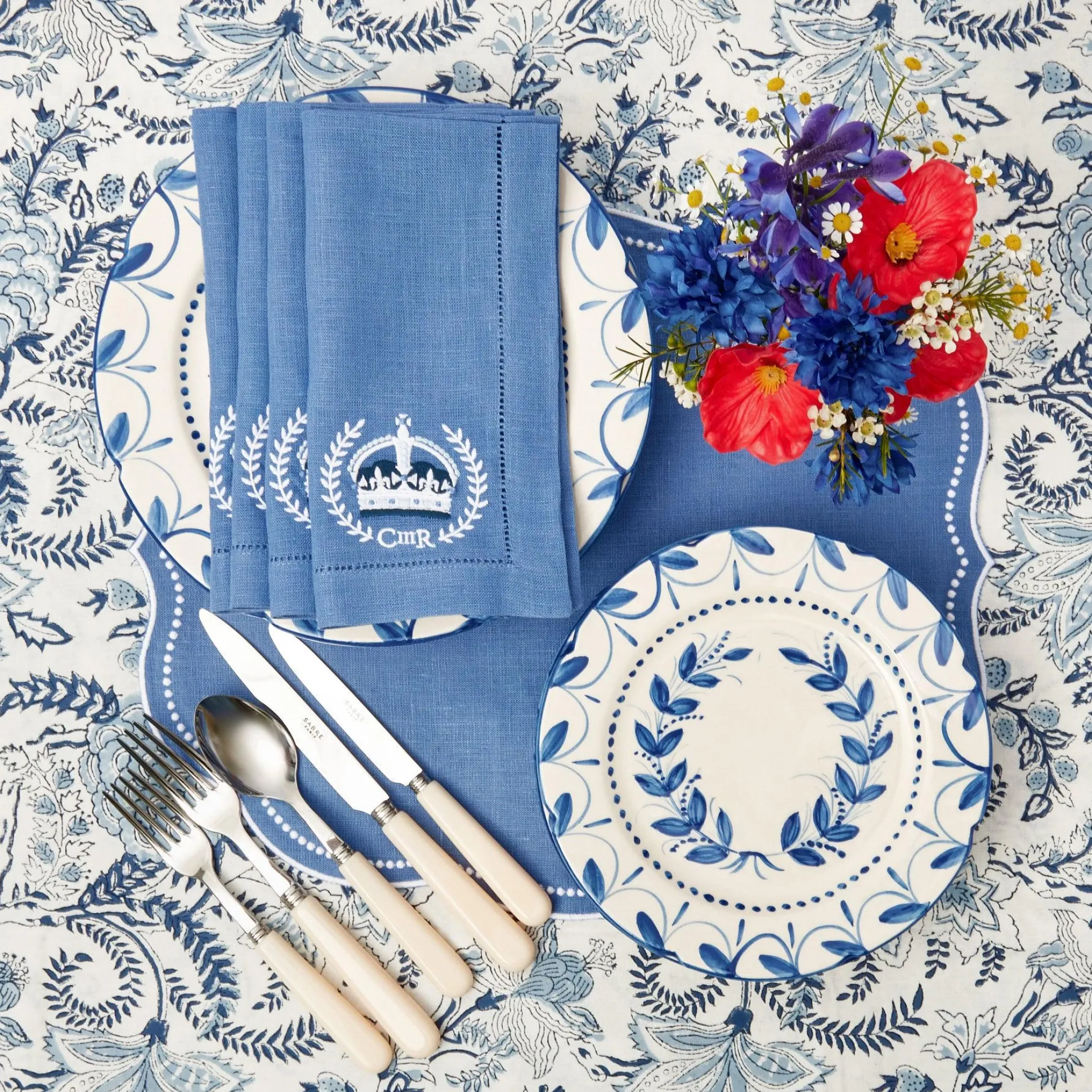 Beatrice Blue Tablecloth