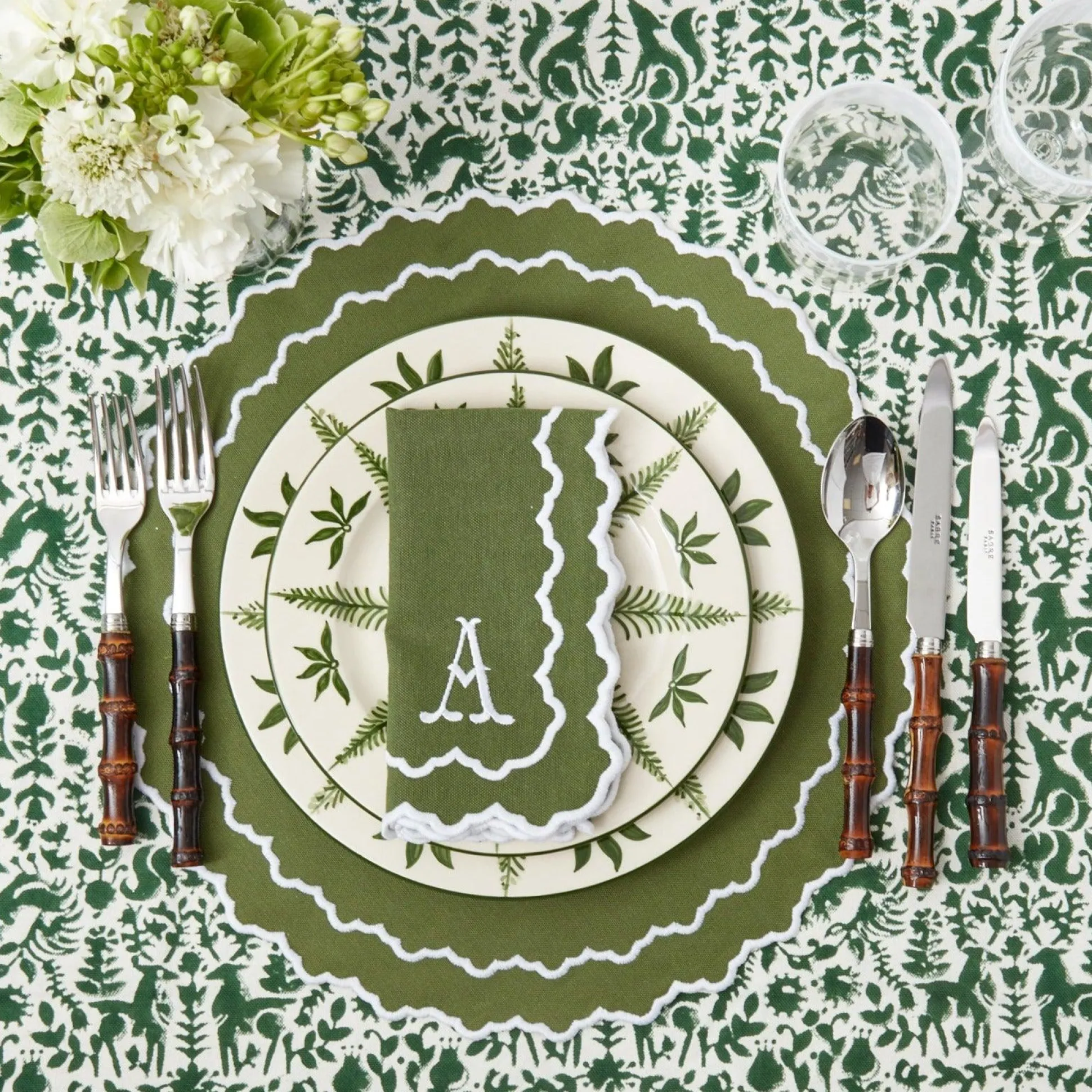 Beatrice Forest Green Napkins (Set Of 4)