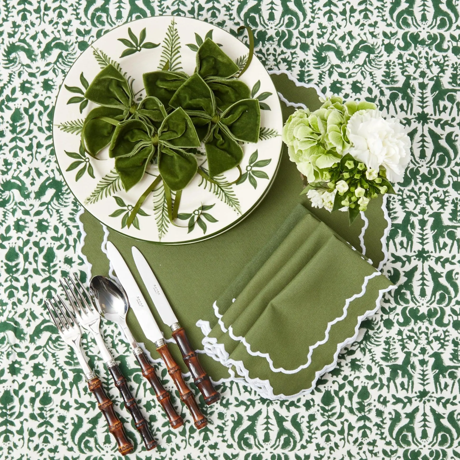 Beatrice Forest Green Napkins (Set Of 4)