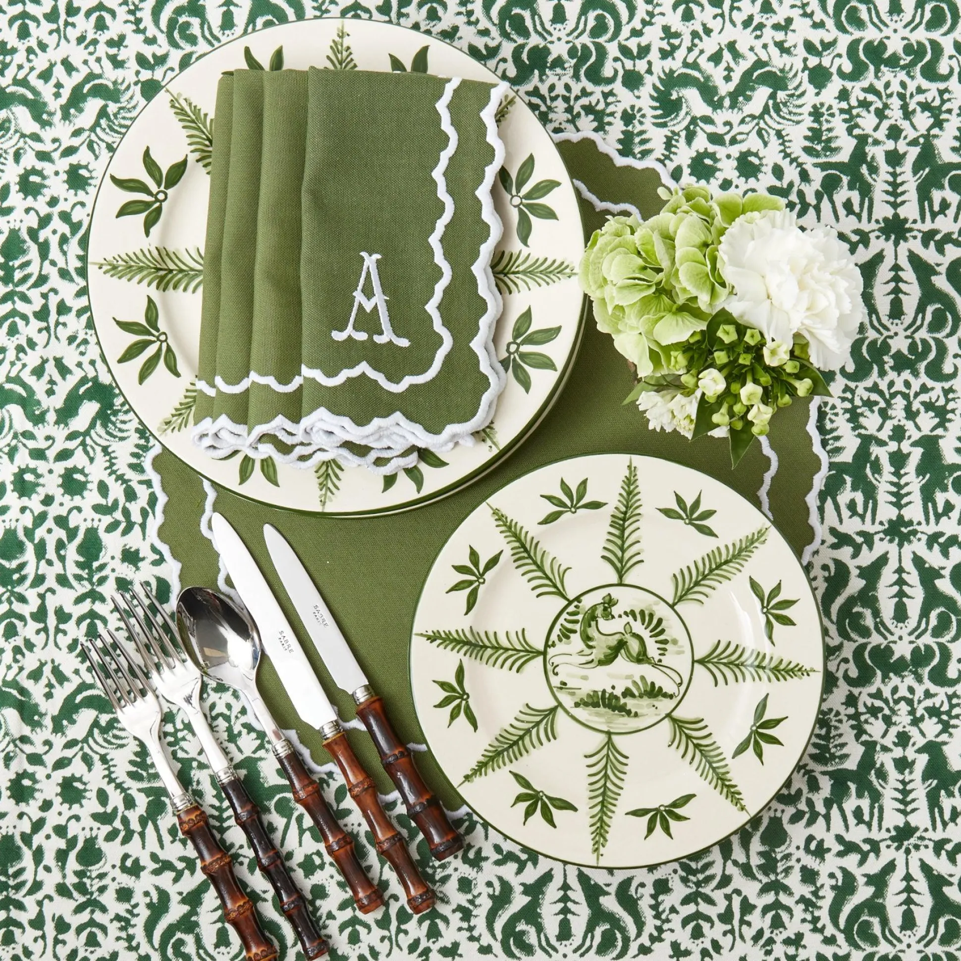 Beatrice Forest Green Napkins (Set Of 4)