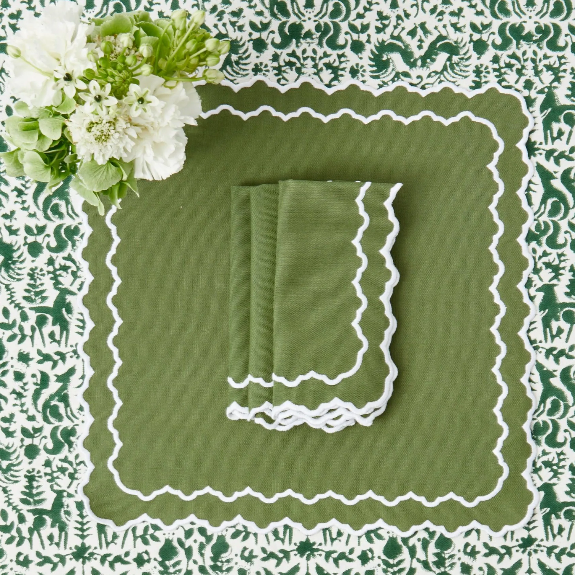 Beatrice Forest Green Napkins (Set Of 4)