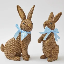 Blue & Brown Rattan Rabbit Family