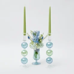 Blue & Green Camille Candle Holder (Pair)
