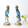 Blue & White Parrot Candle Holder (Pair)