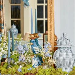 Blue & White Parrot Candle Holder (Pair)