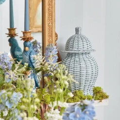 Blue & White Parrot Candle Holder (Pair)