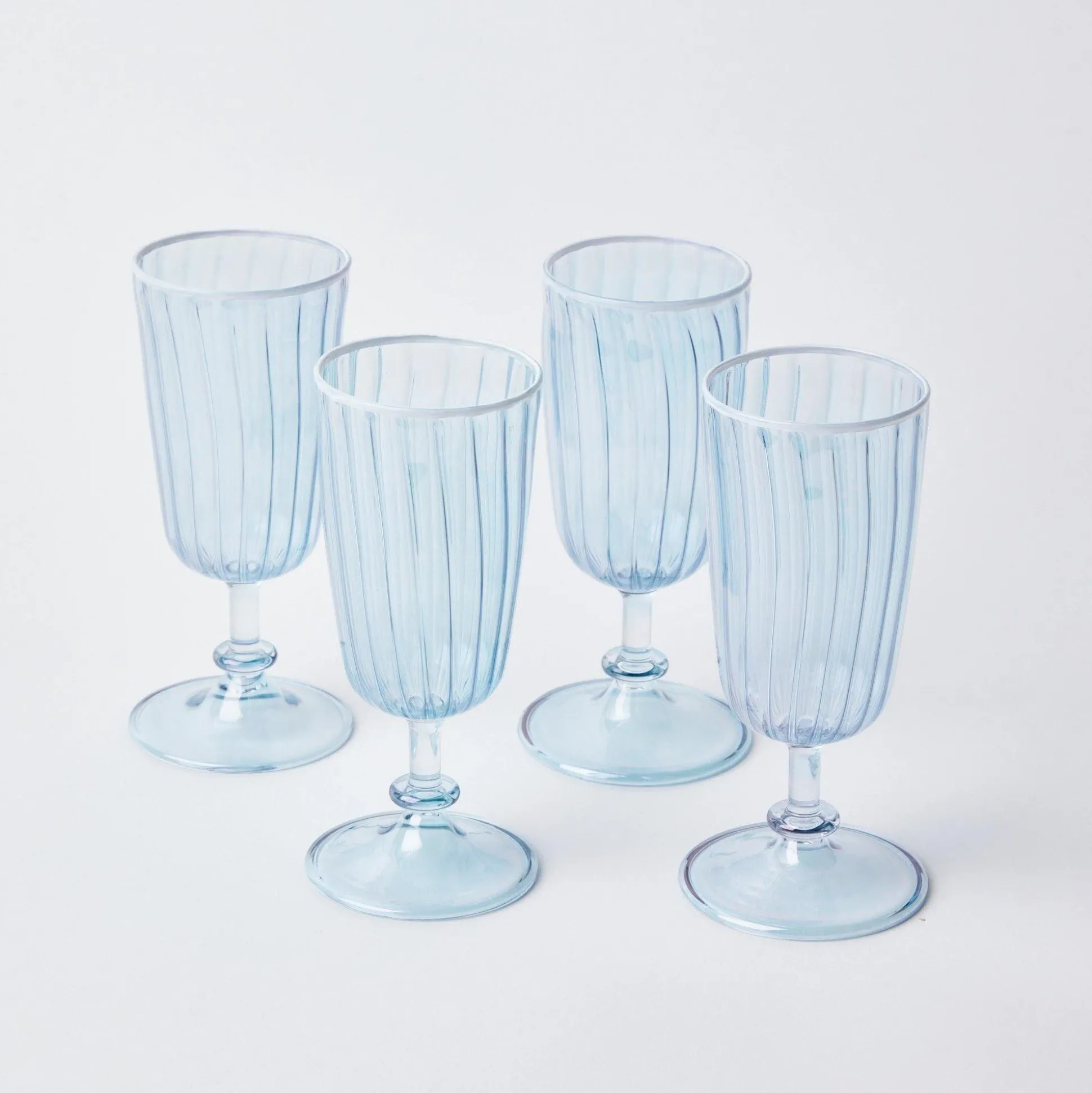 Blue & White Rim Short Stem Glass (Set Of 4)