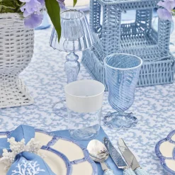 Blue And White Rim Frilled Glasses (Set Of 4)