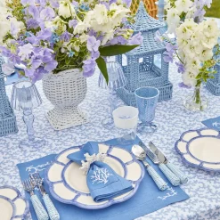 Blue And White Rim Frilled Glasses (Set Of 4)