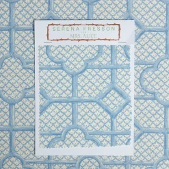 Blue Bamboo Trellis Fabric