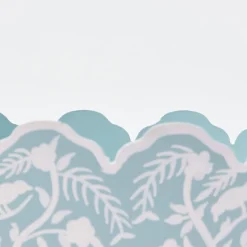 Blue Floral Tole Scalloped Planter