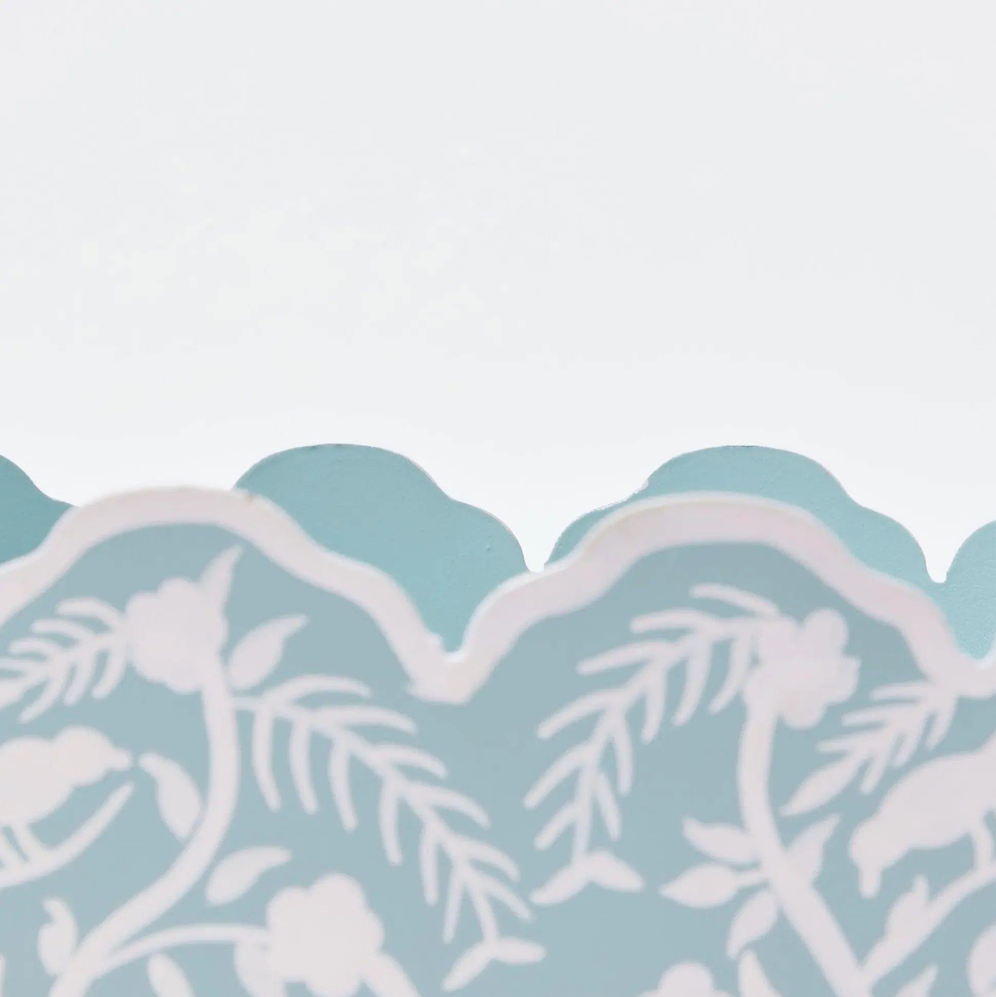 Blue Floral Tole Scalloped Planter