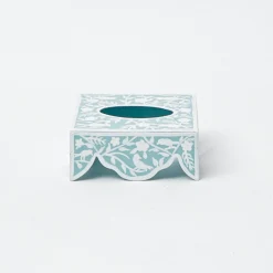 Blue Floral Tole Tissue Box