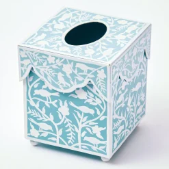 Blue Floral Tole Tissue Box