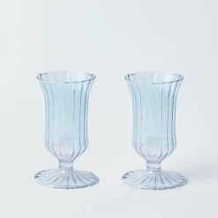Blue Fluted Vases (Pair)