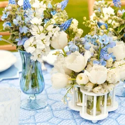 Blue Fluted Vases (Pair)
