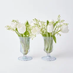 Blue Fluted Vases (Pair)
