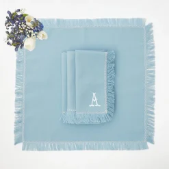 Blue Fringe Napkins (Set Of 4)