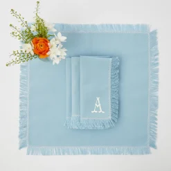 Blue Fringe Napkins (Set Of 4)