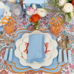 Blue Fringe Napkins (Set Of 4)
