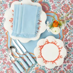 Blue Fringe Napkins (Set Of 4)