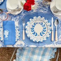 Blue Gingham Ruffle Seat Pad Cushion