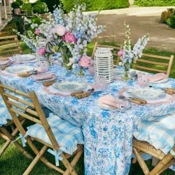 Blue Gingham Ruffle Seat Pad Cushion