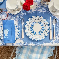 Blue Gingham Ruffle Seat Pad Cushion (Set Of 4)