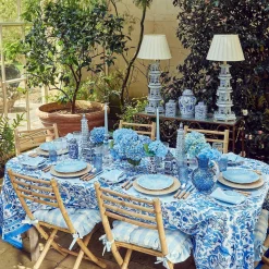 Blue Gingham Ruffle Seat Pad Cushion (Set Of 4)