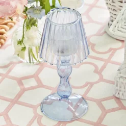Blue Glass Lantern Tea Light Holder (Pair) - 18 Cm