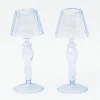 Blue Glass Lantern Tea Light Holders (Pair) - 24Cm