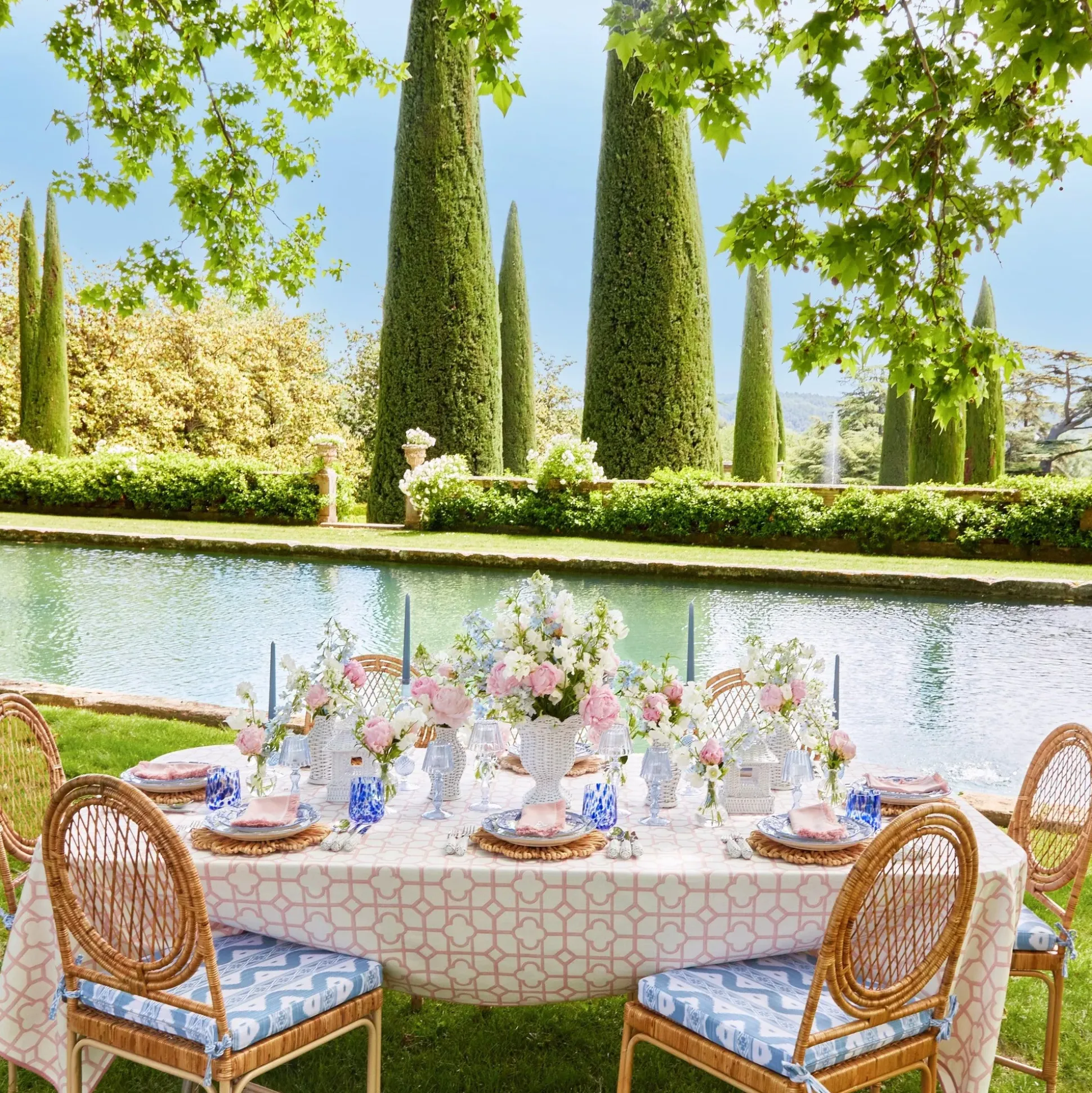 Blue Ikat Seat Pad Cushion