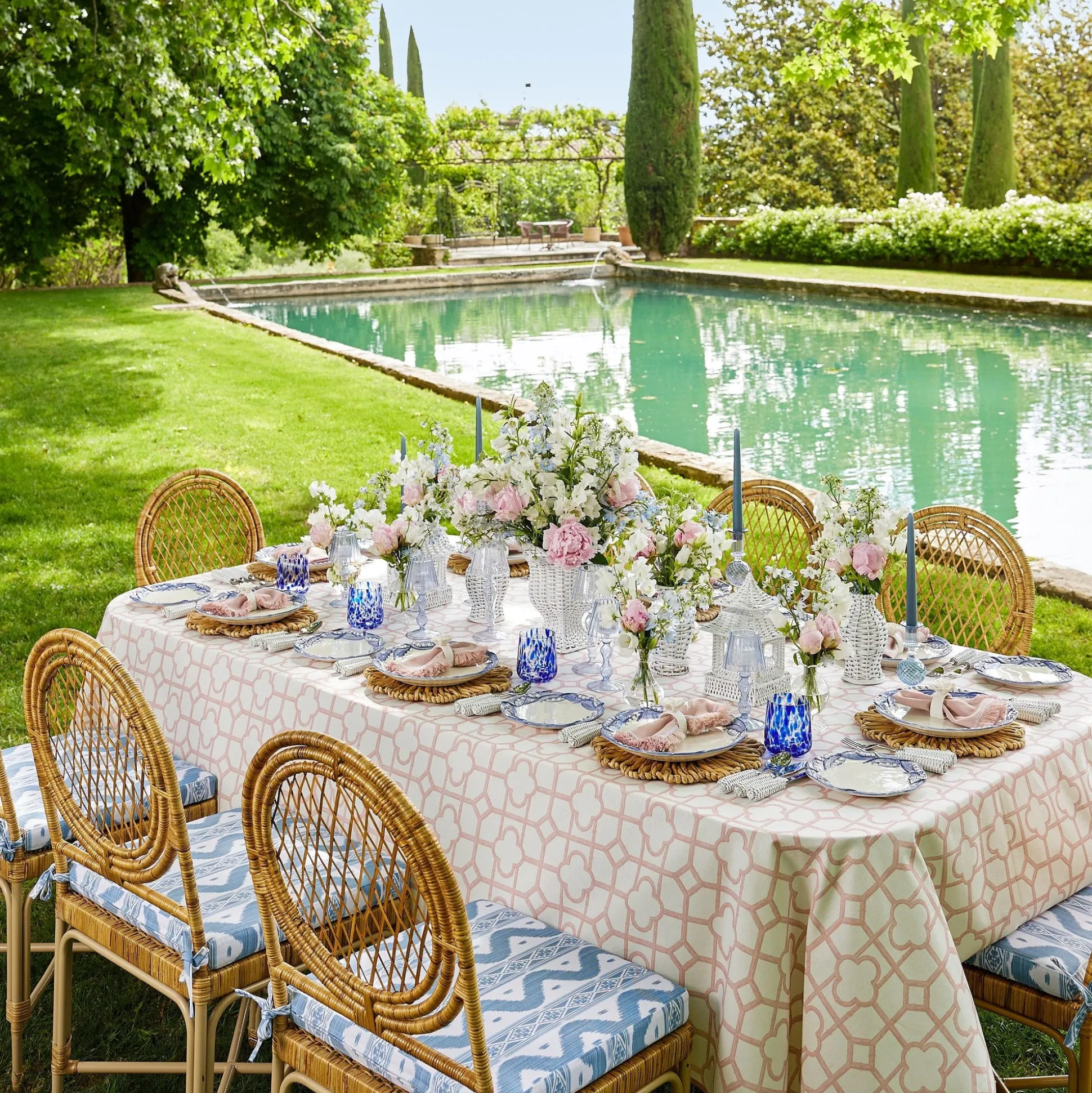 Blue Ikat Seat Pad Cushion