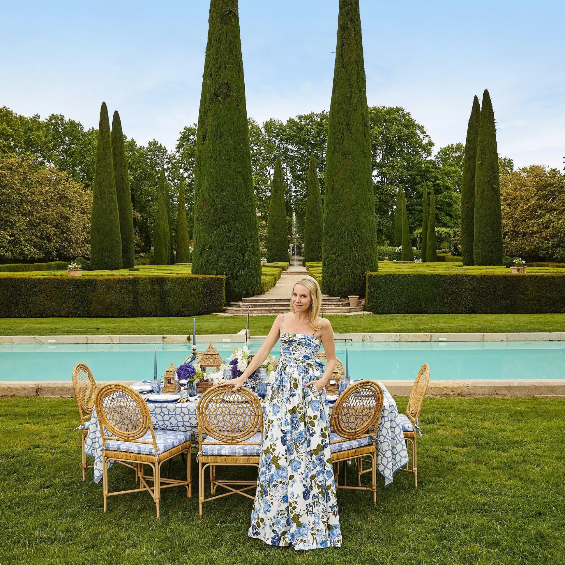 Blue Ikat Seat Pad Cushion