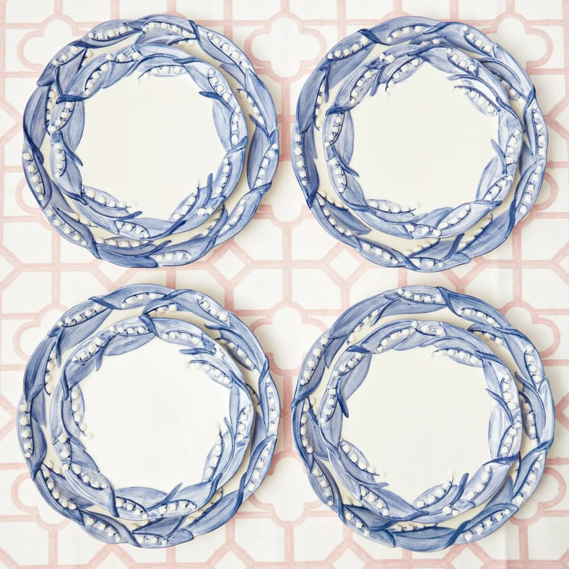 Blue Lily Of The Valley Dinner Plates (Set Of 4)