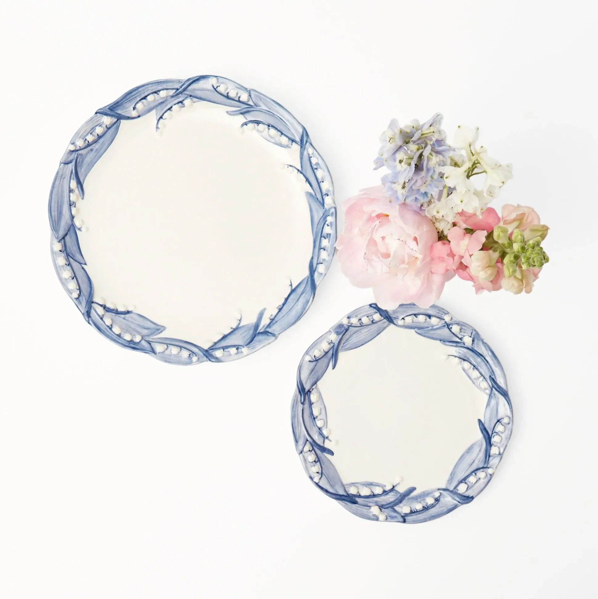 Blue Lily Of The Valley Dinner & Starter Plates (Set Of 8)