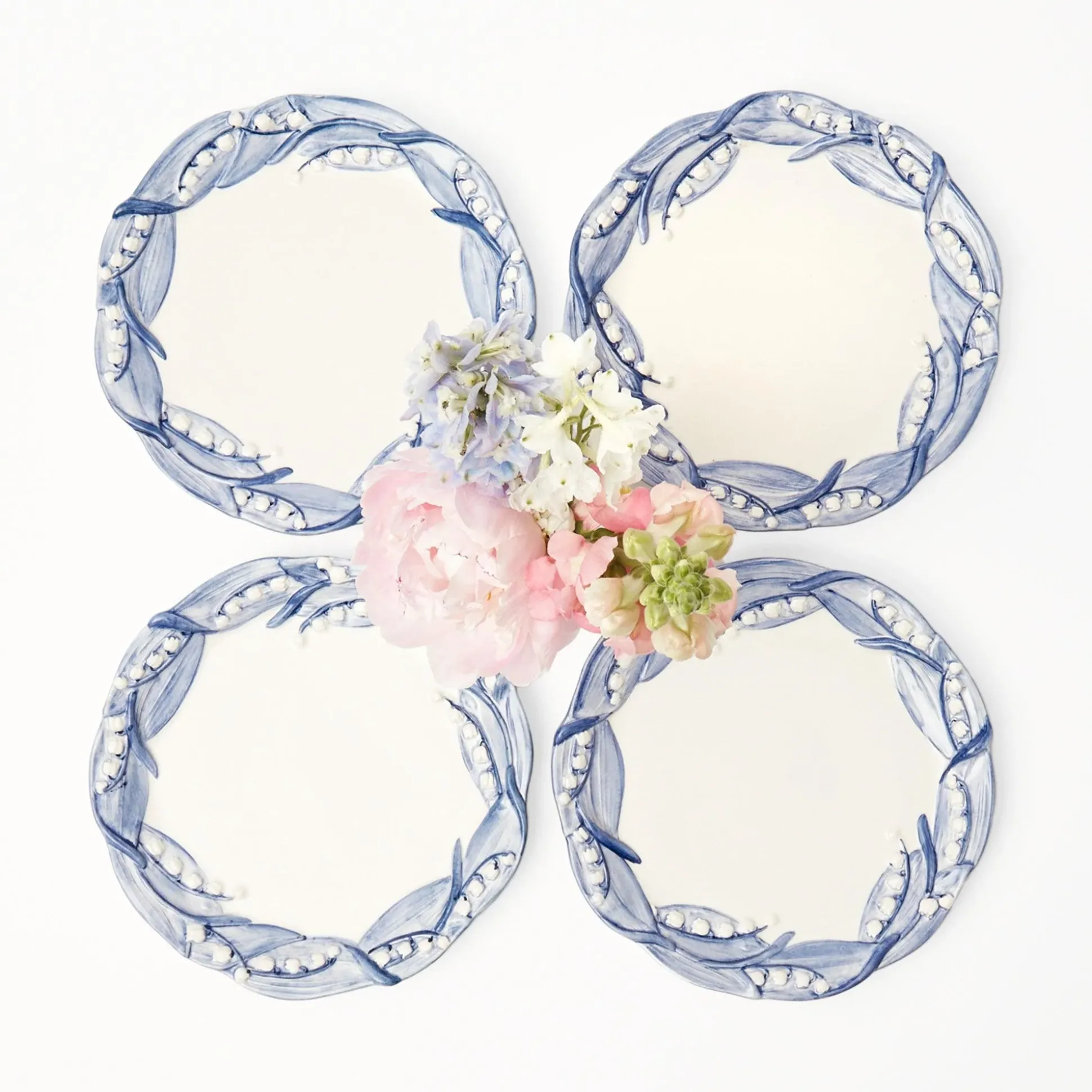 Blue Lily Of The Valley Starter Plates (Set Of 4)