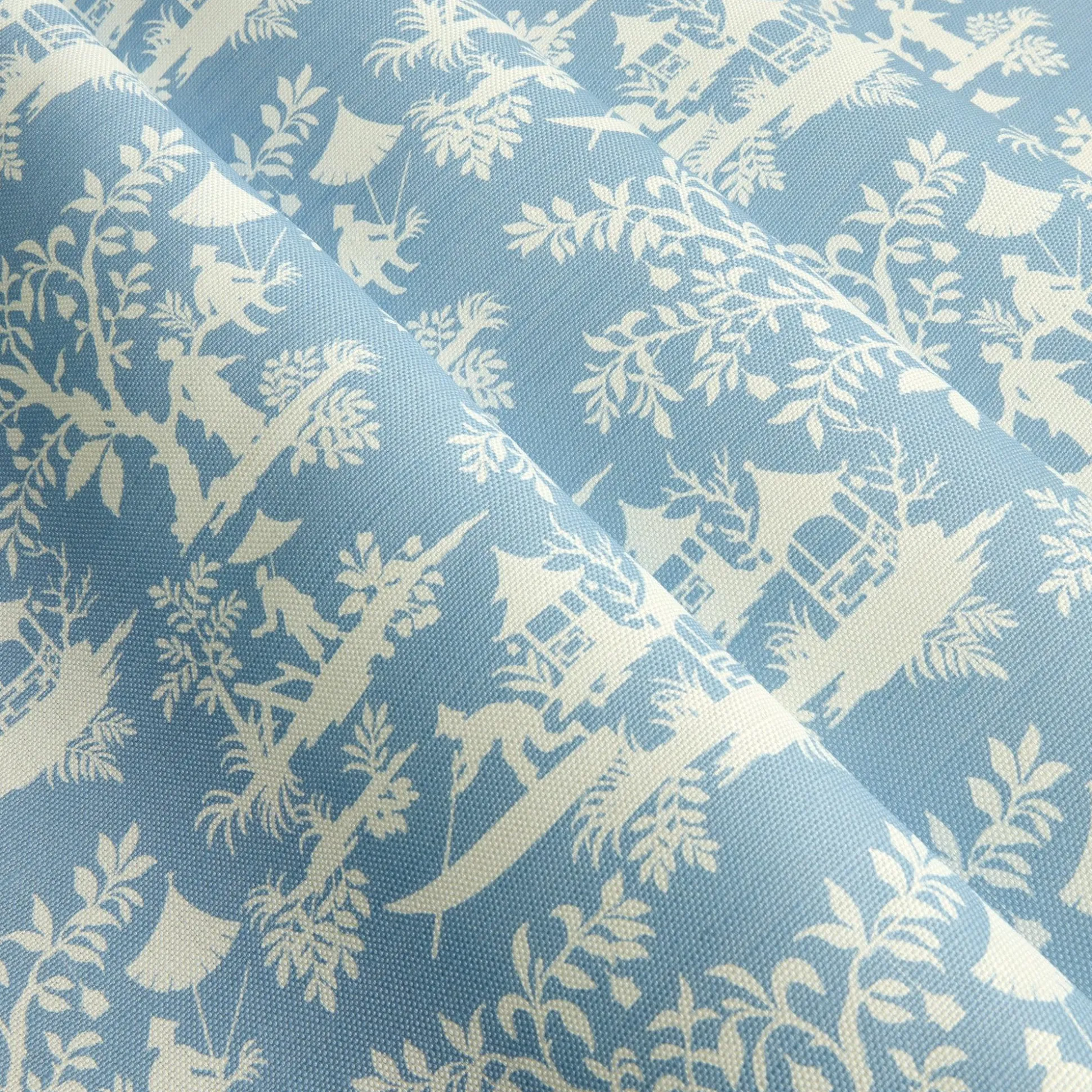 Blue Pagoda Garden Fabric