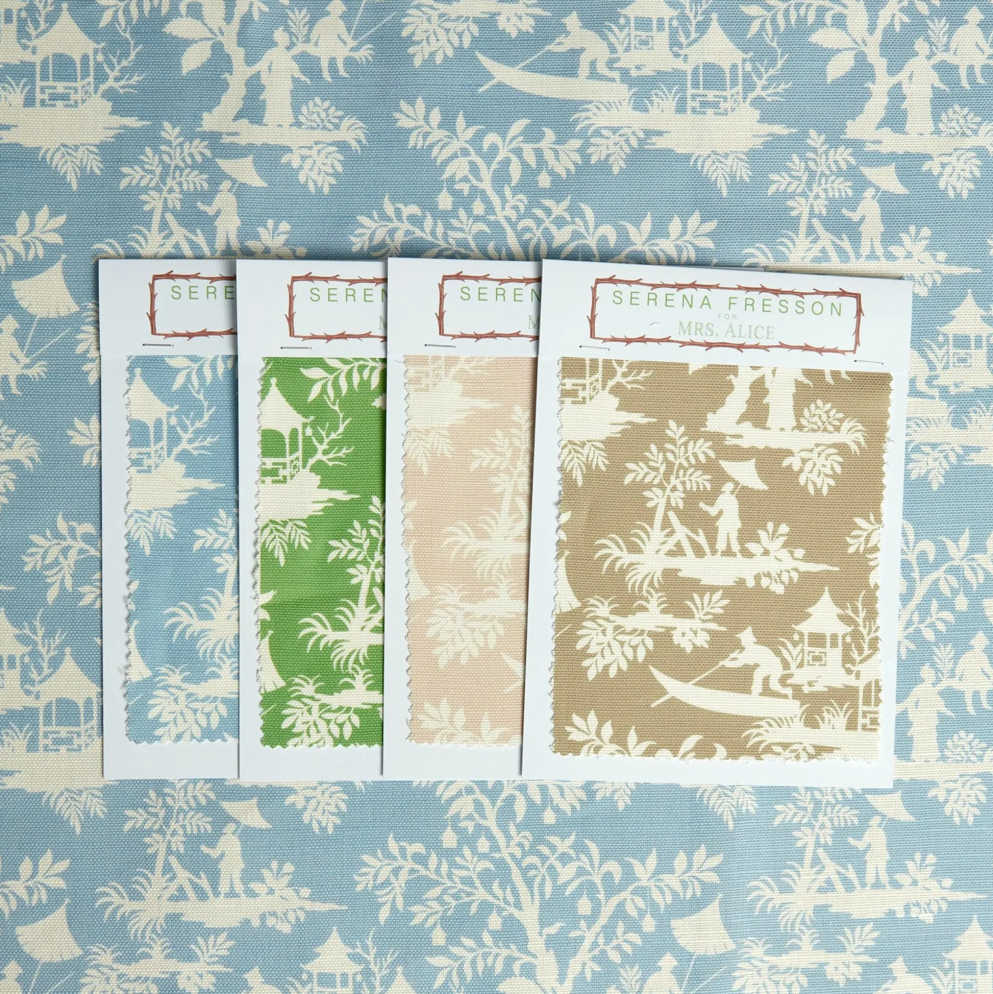 Blue Pagoda Garden Fabric