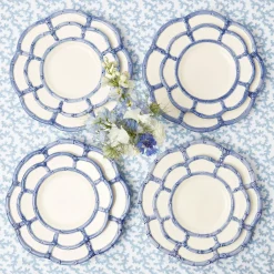 Blue Petal Bamboo Dinner & Starter Plates (Set Of 8)