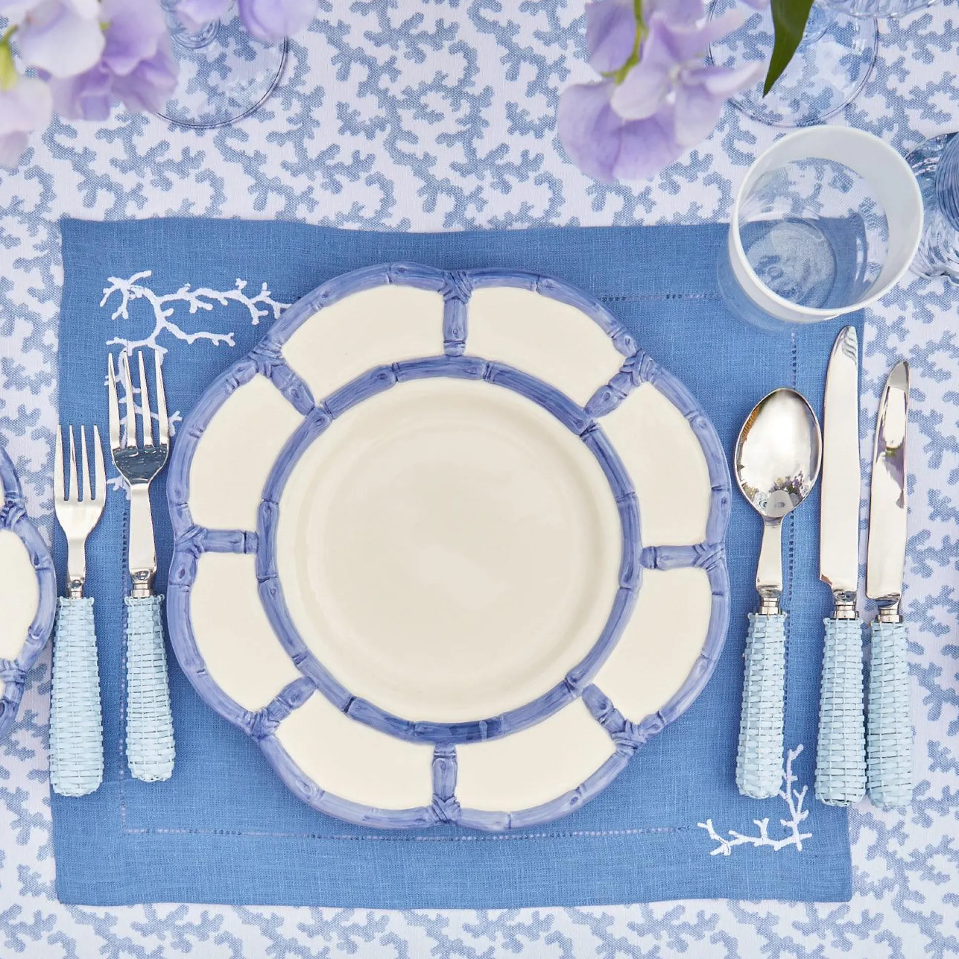 Blue Petal Bamboo Dinner Plate