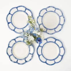 Blue Petal Bamboo Starter Plate (Set Of 4)